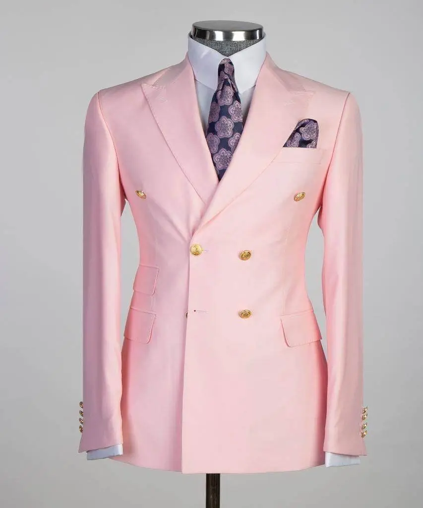Double Breasted Pink Suit Peak Lapel 2pc — photograph 1