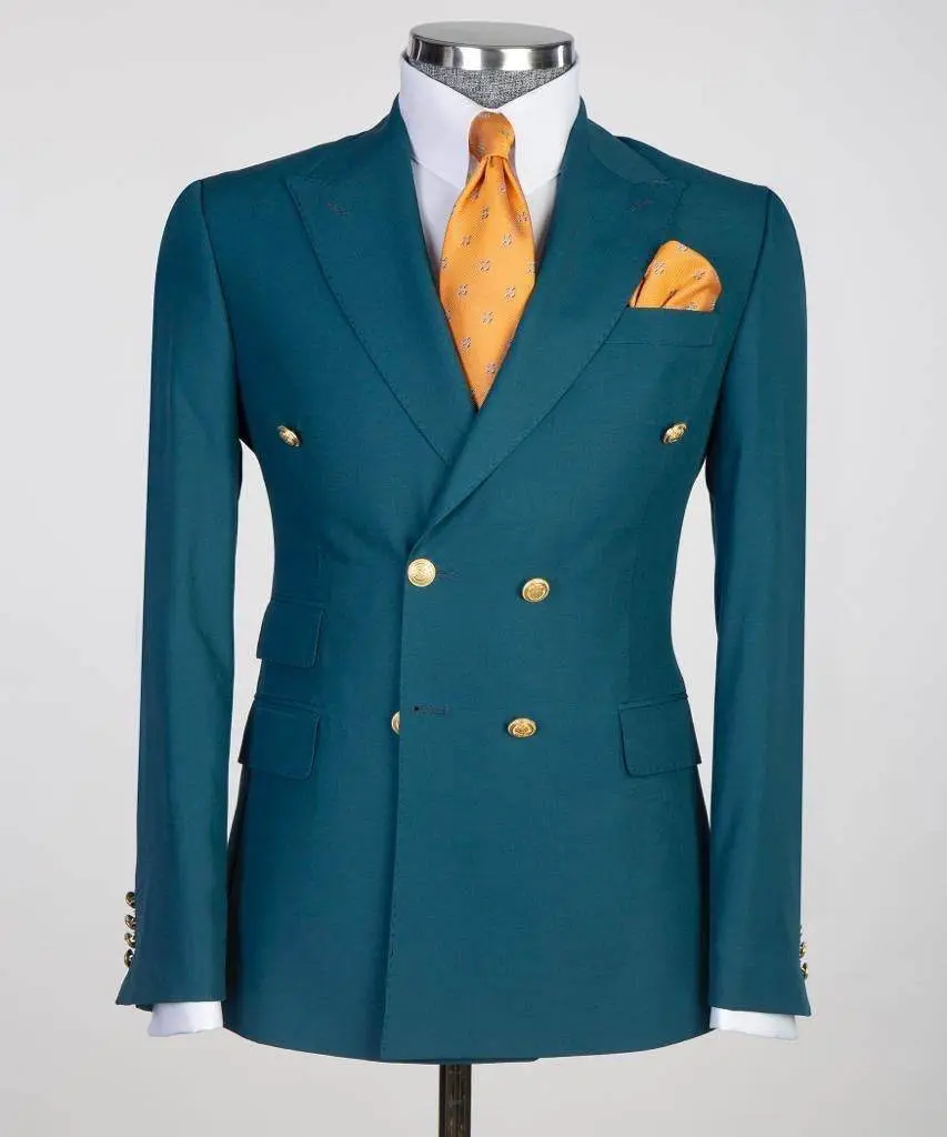 Double Breasted Green Suit Peak Lapel 2pc — photograph 1