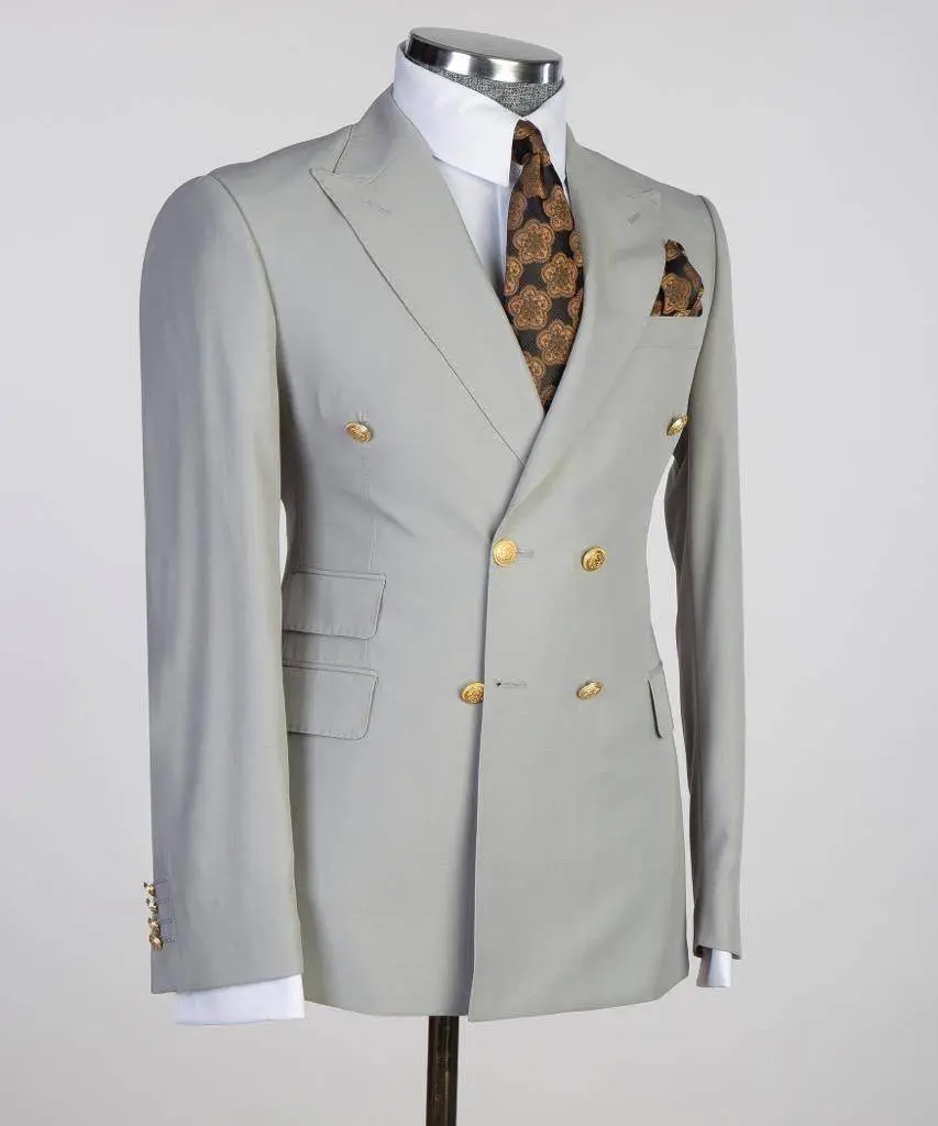 Double Breasted Grey Suit Peak Lapel 2pc — photograph 3