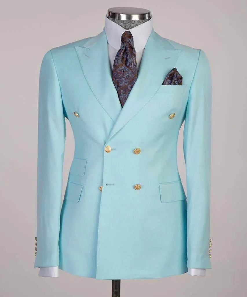 Double Breasted Blue Suit Peak Lapel 2pc — photograph 1