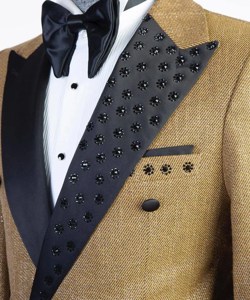 Men's Suit 2 Piece Double Breasted Gold — photograph 2