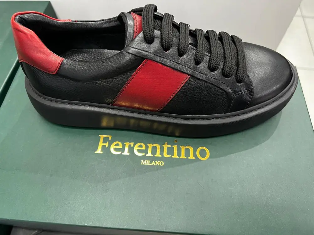 Black and Red Leather Sneakers for Men — photograph 4