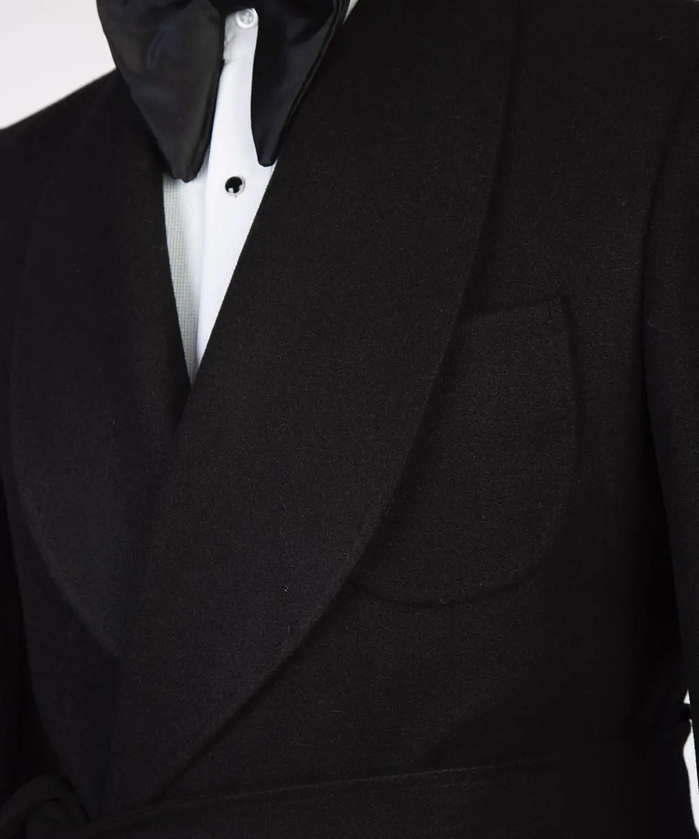 Black Double Breasted Men’s Long Coat — photograph 2