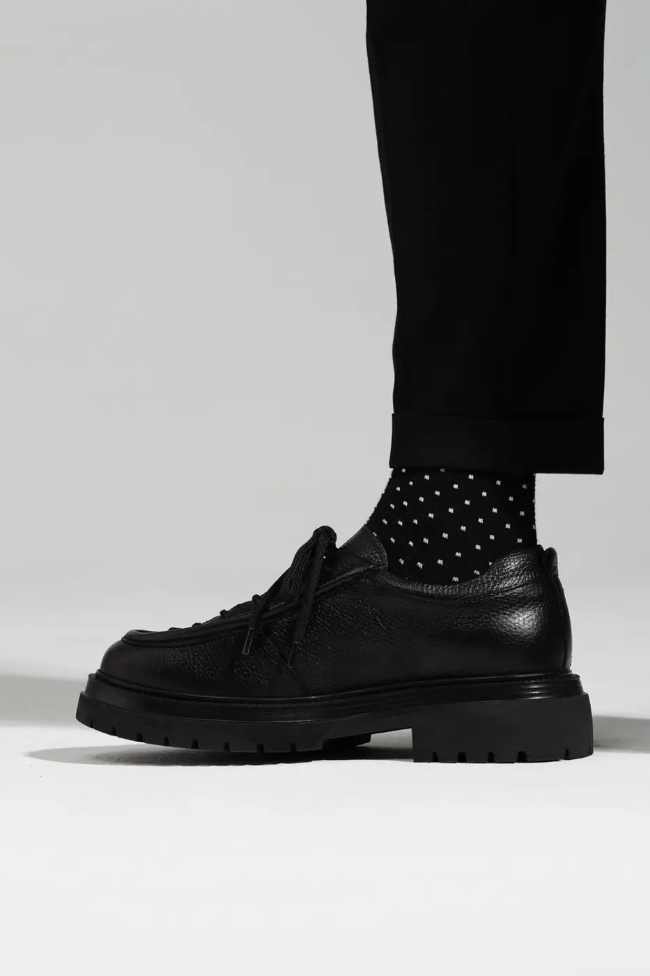 Black Leather LaceUp Shoes for Men — photograph 4