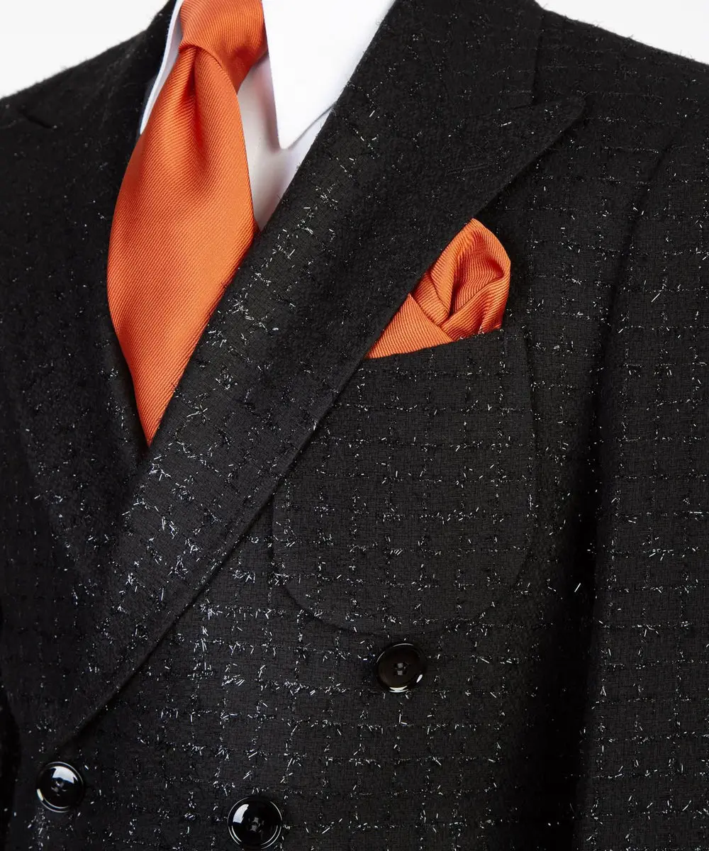 Black-Silver Checkered Men’s Long Coat — photograph 2