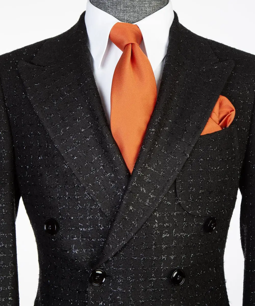Black-Silver Checkered Men’s Long Coat — photograph 5