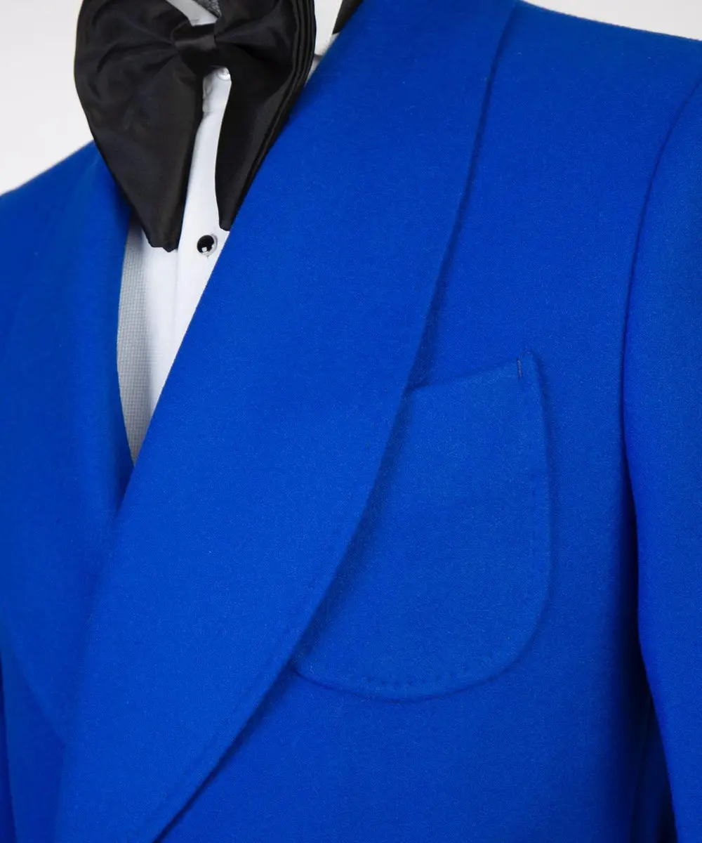 Blue Double Breasted Men’s Long Coat — photograph 2