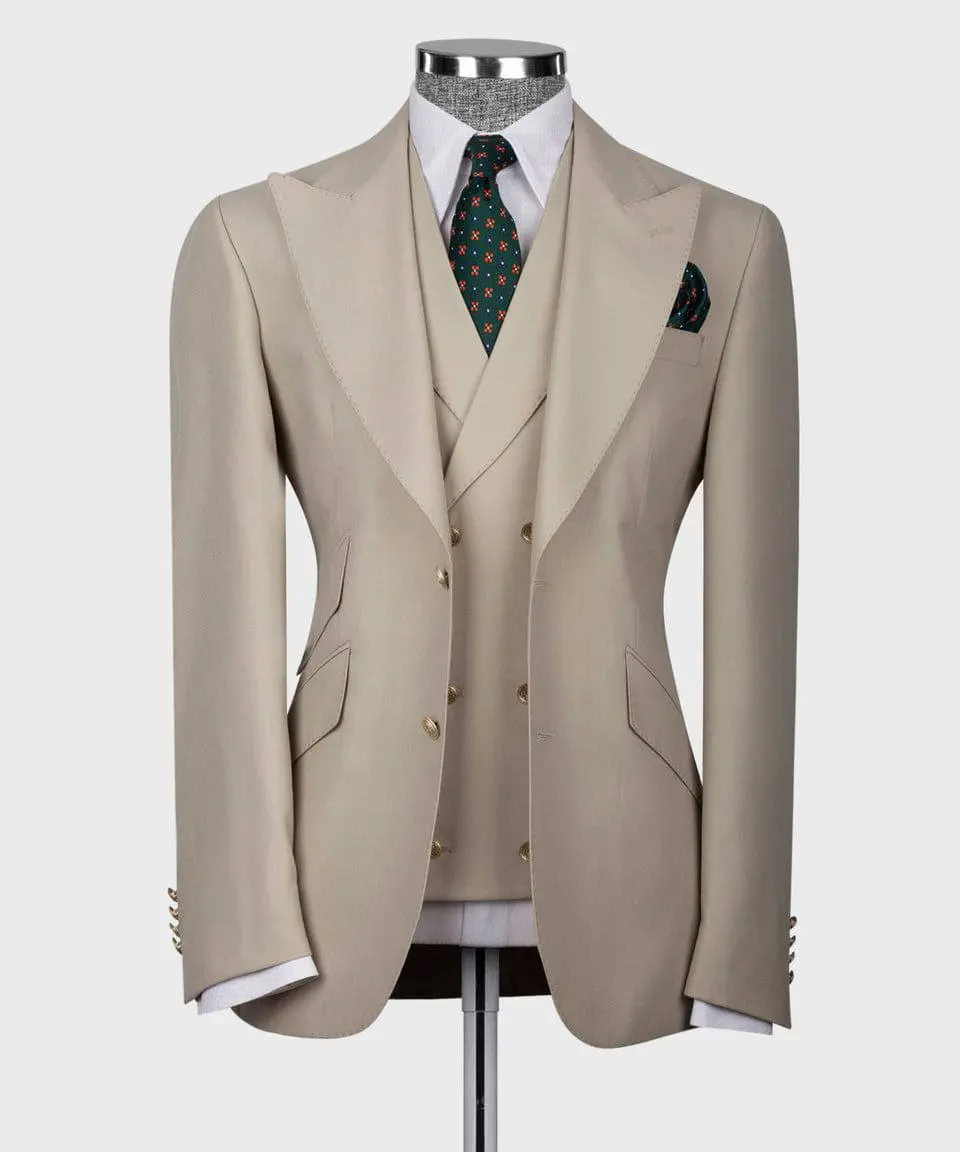 Classic 3-Piece Beige Suit Set for Men — photograph 2