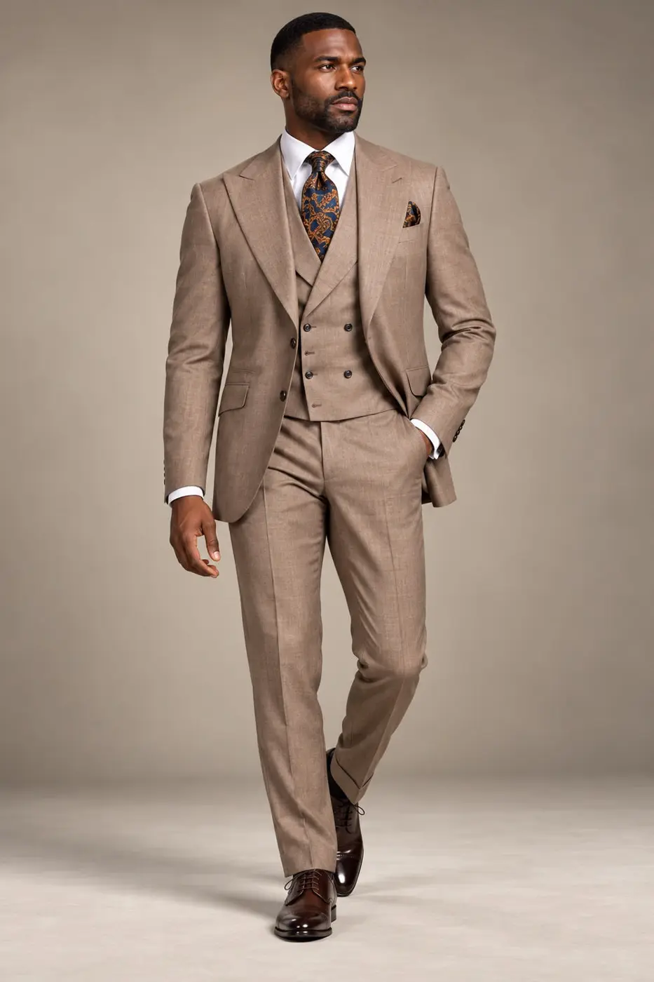 Classic 3-Piece Brown Suit Set for Men — photograph 1