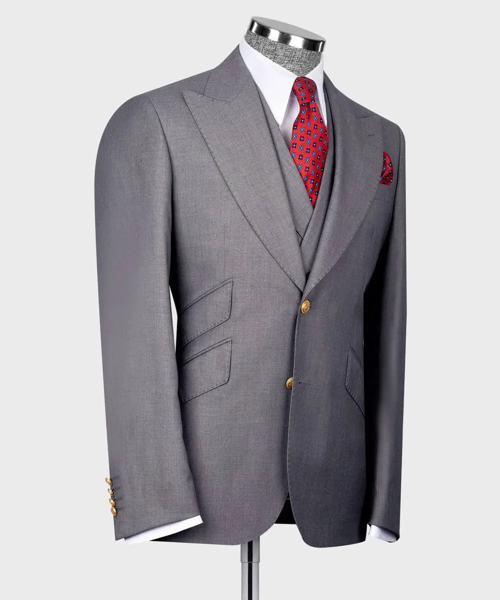 Classic 3-Piece Grey Suit Set for Men — photograph 4