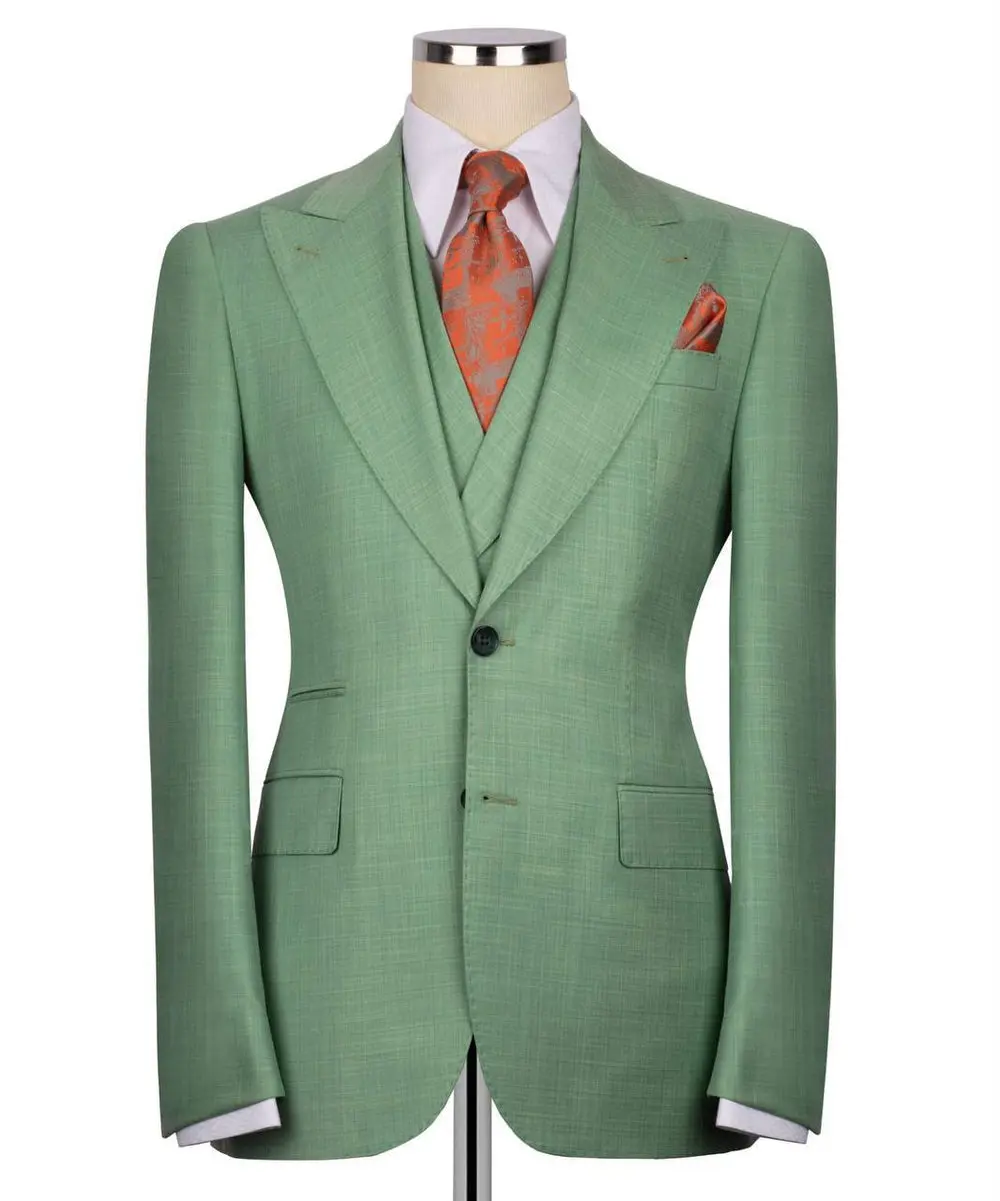 Classic 3-Piece Light-Green Suit Set for Men — photograph 2