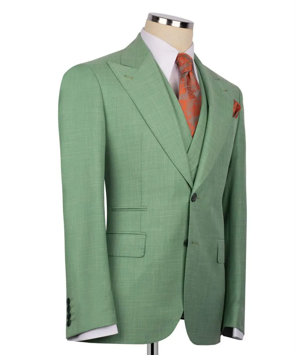 Classic 3-Piece Light-Green Suit Set for Men — photograph 4
