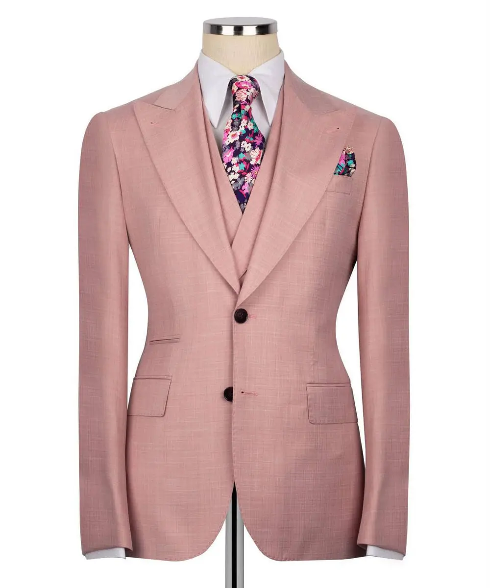 Classic 3-Piece Pink Suit Set for Men — photograph 2