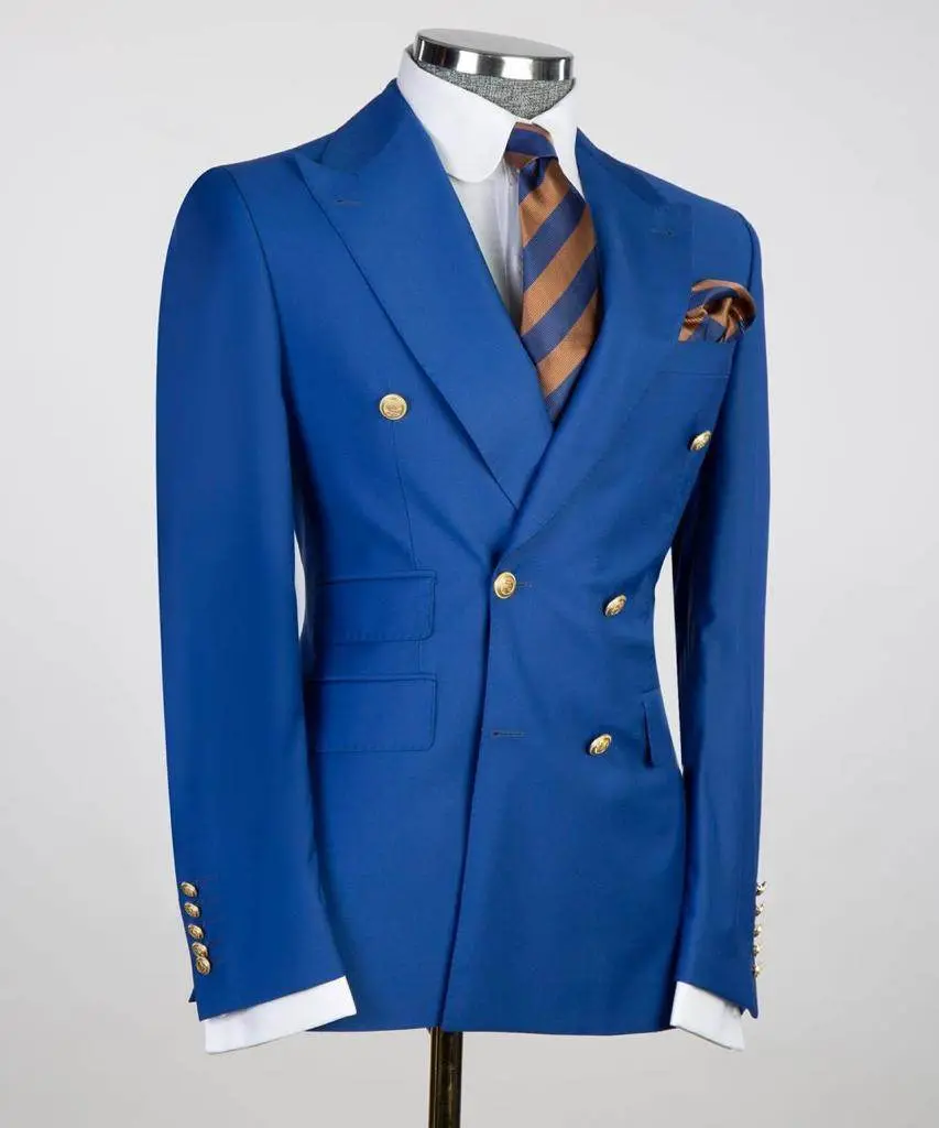 Double Breasted Blue Suit Peak Lapel 2pc — photograph 3