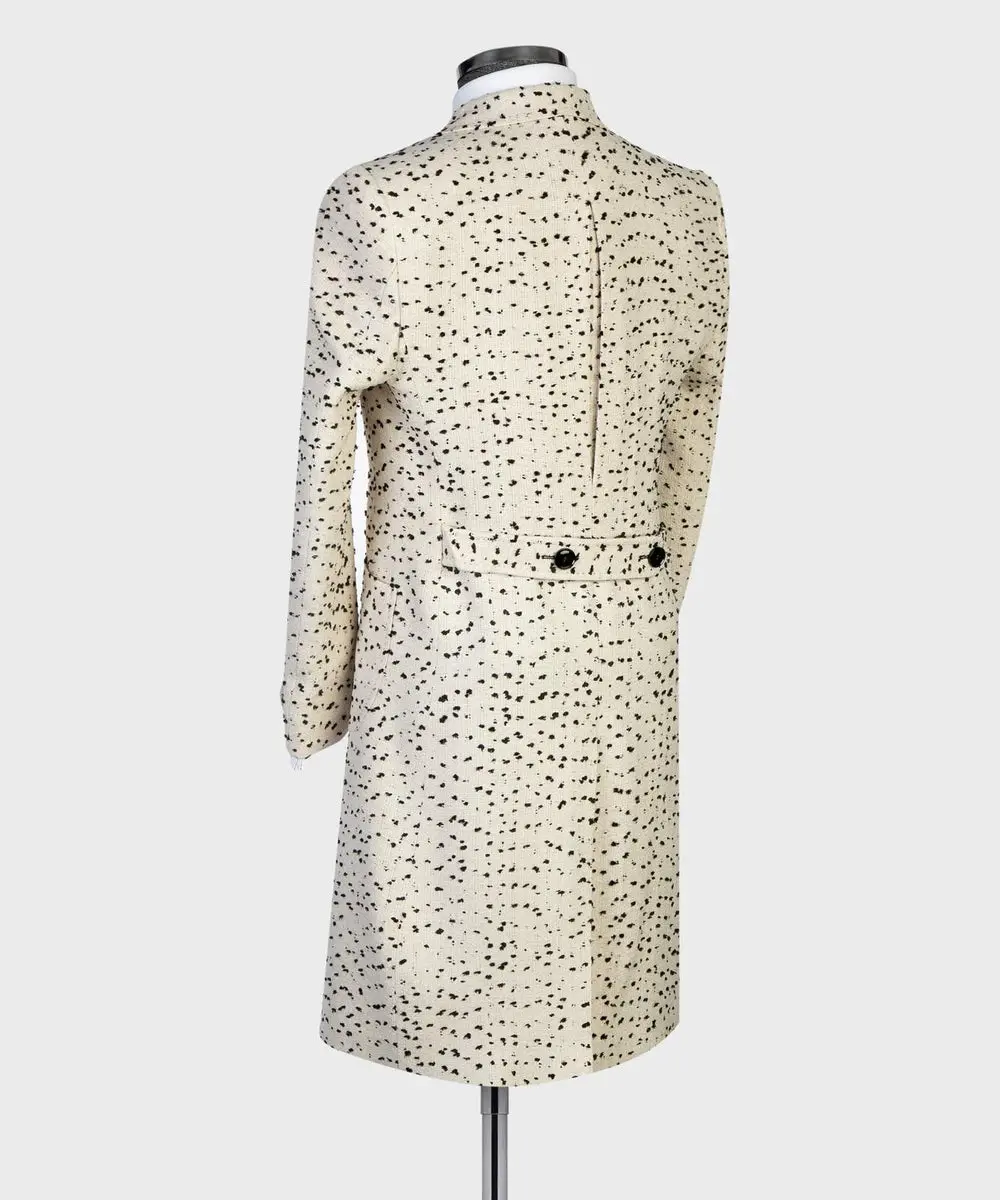 Cream Dot Design Men’s Long Coat — photograph 4