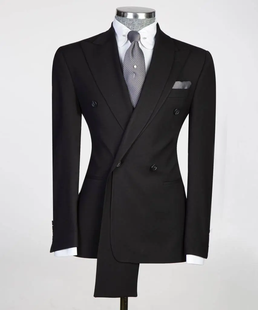 Shawl Design Double Breasted Black Suit — photograph 1