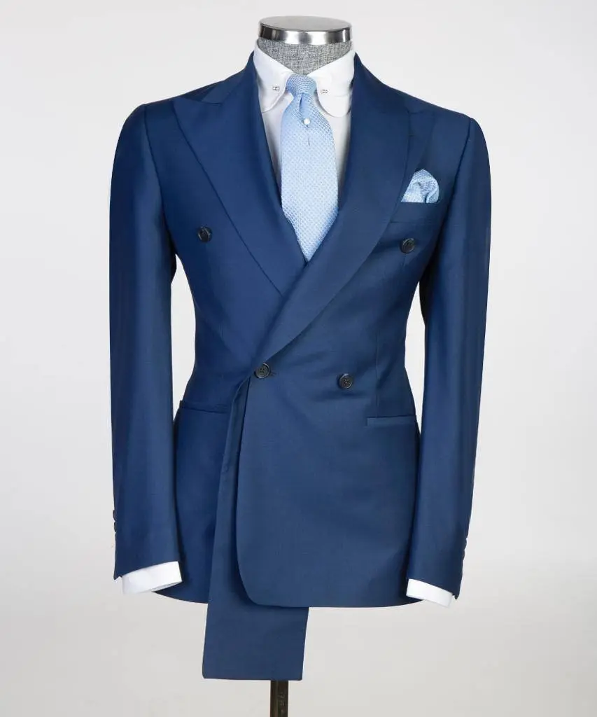 Shawl Design Double Breasted Blue Suit — photograph 1