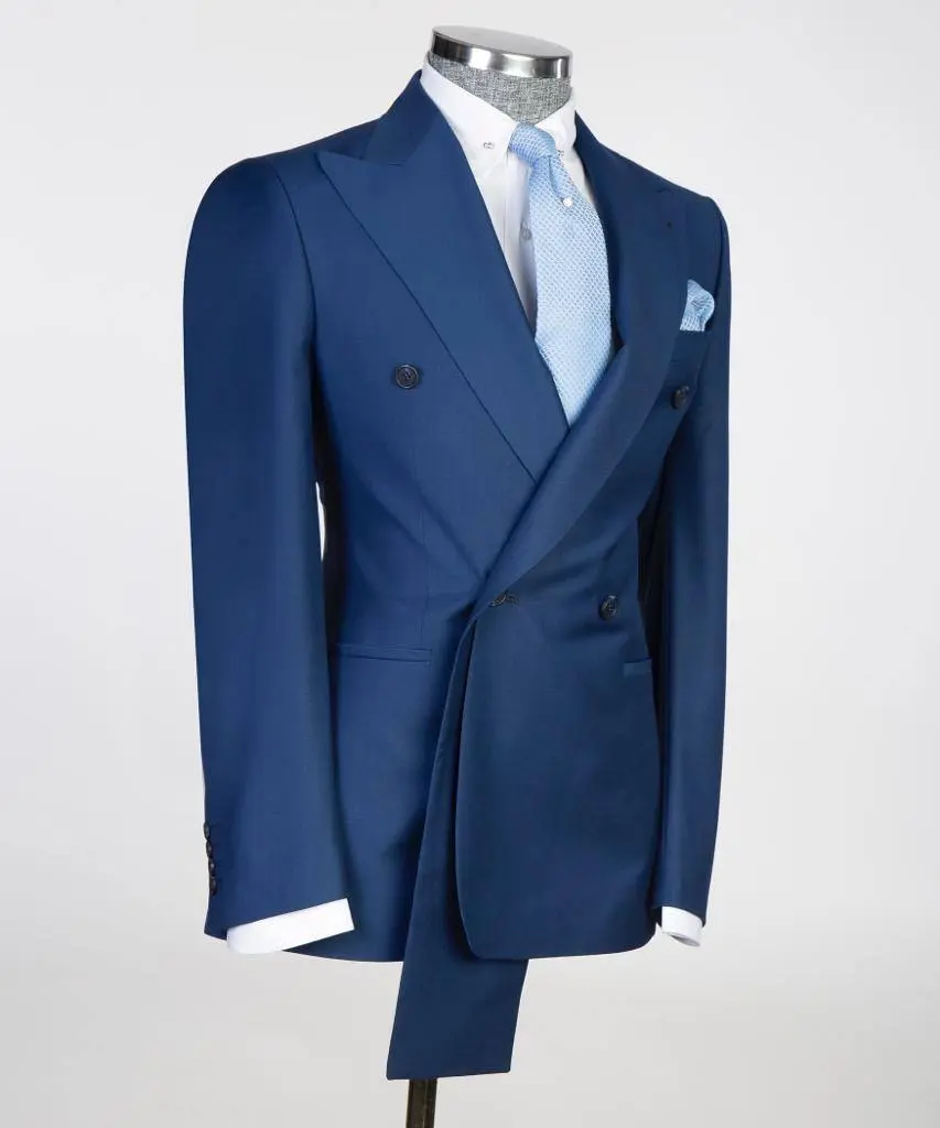 Shawl Design Double Breasted Blue Suit — photograph 3