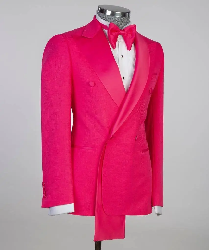 Shawl Design Satin Lapel Pink Tuxedo — photograph 3