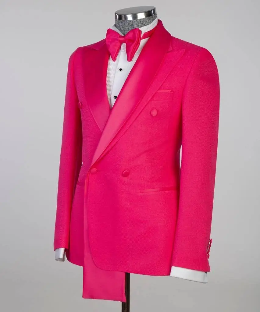 Shawl Design Satin Lapel Pink Tuxedo — photograph 4