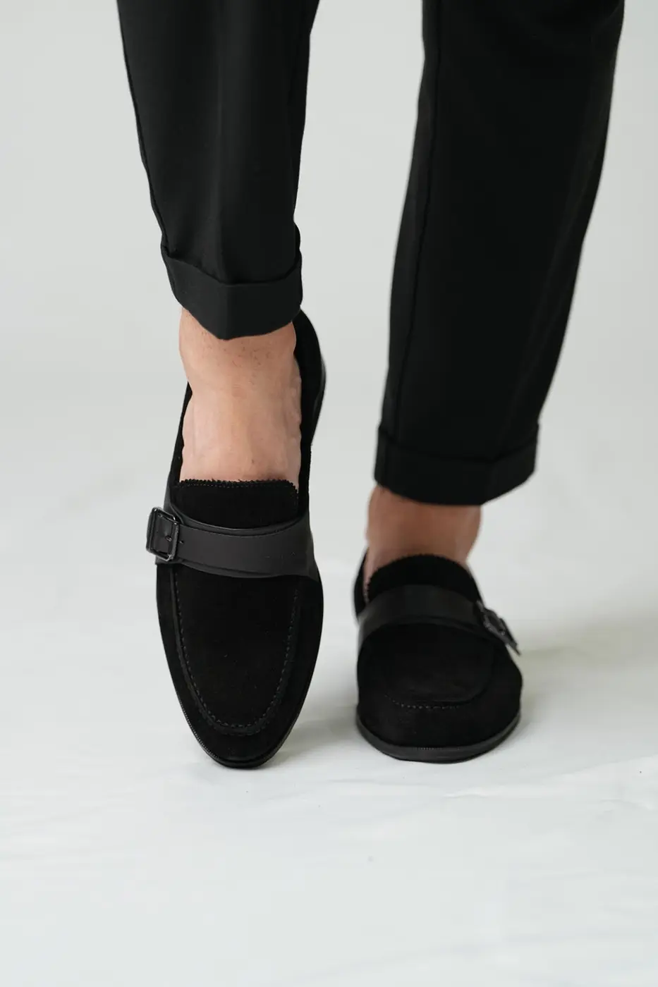 Genuine Leather Men’s Black Suede Loafer-Chester — photograph 2