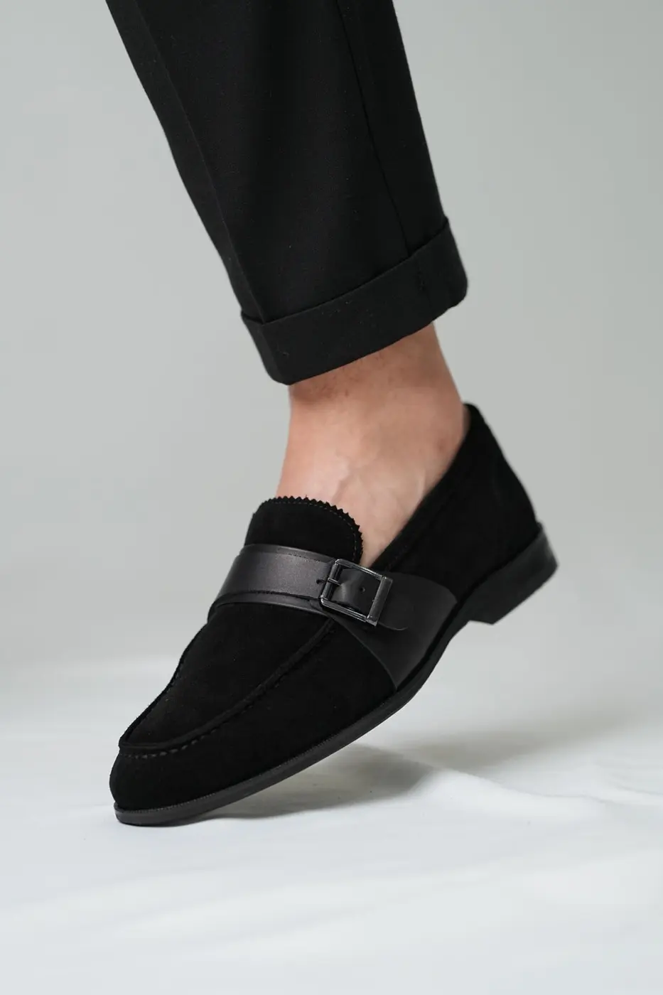 Genuine Leather Men’s Black Suede Loafer-Chester — photograph 3