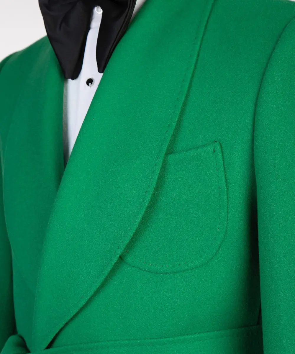 Green Double Breasted Men’s Long Coat — photograph 2
