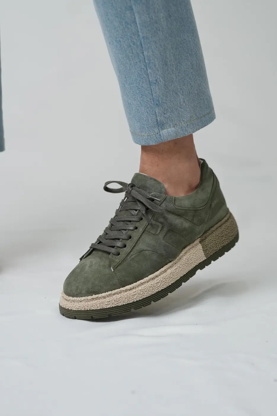 Green Suede Sneakers for Men — photograph 2