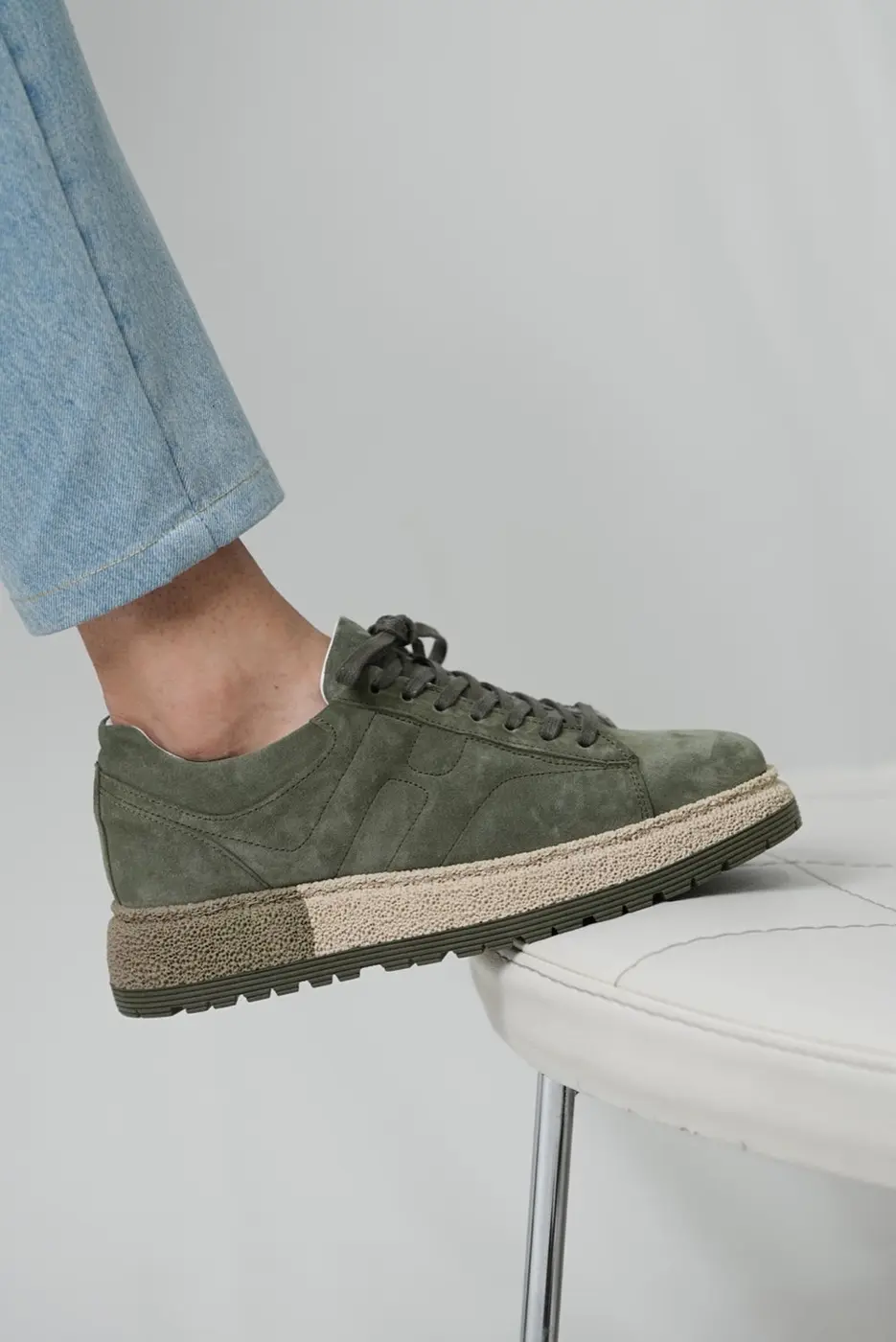 Green Suede Sneakers for Men — photograph 3