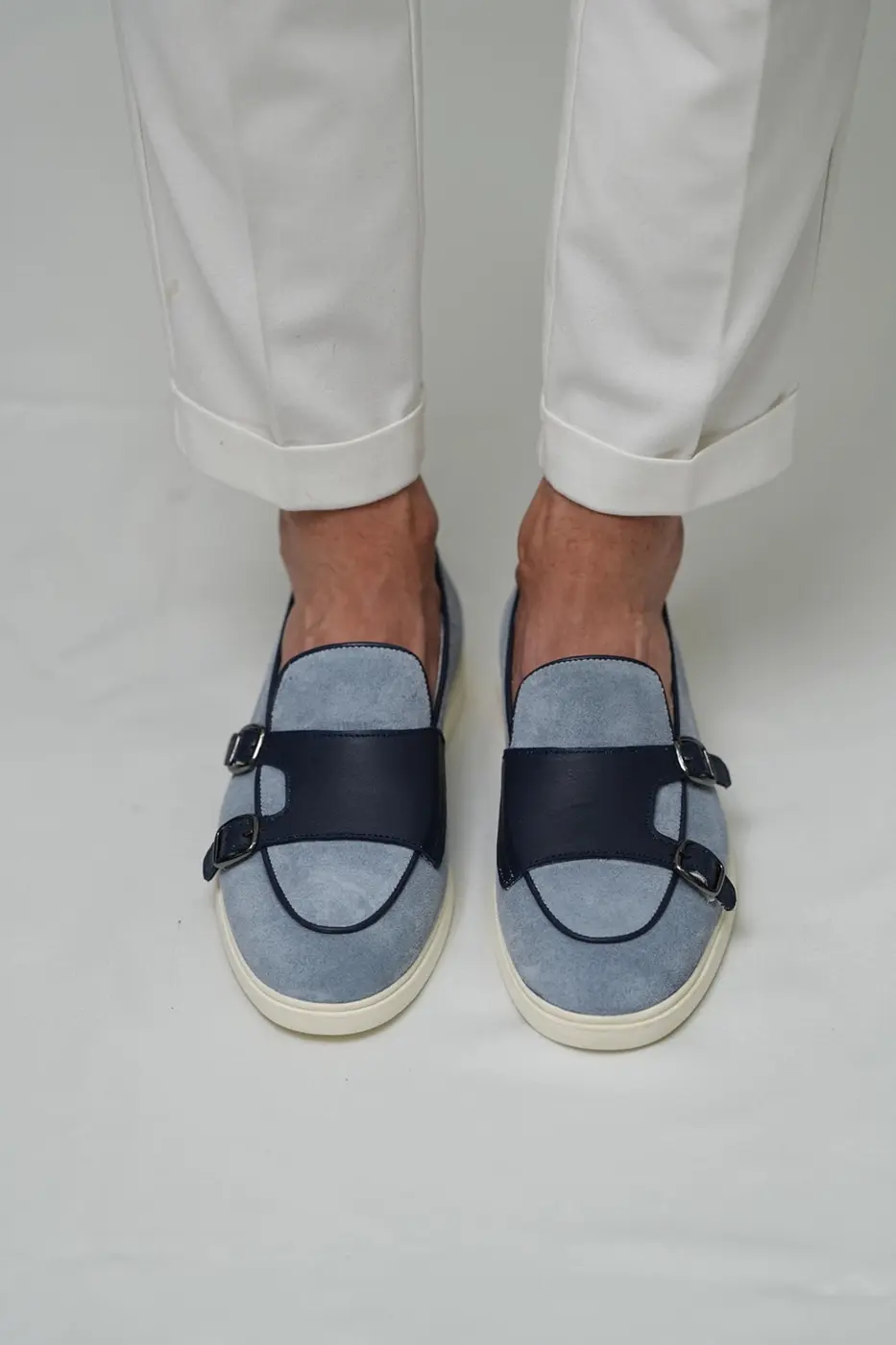 Men’s Blue & Navy Leather Loafers-Duncan — photograph 4
