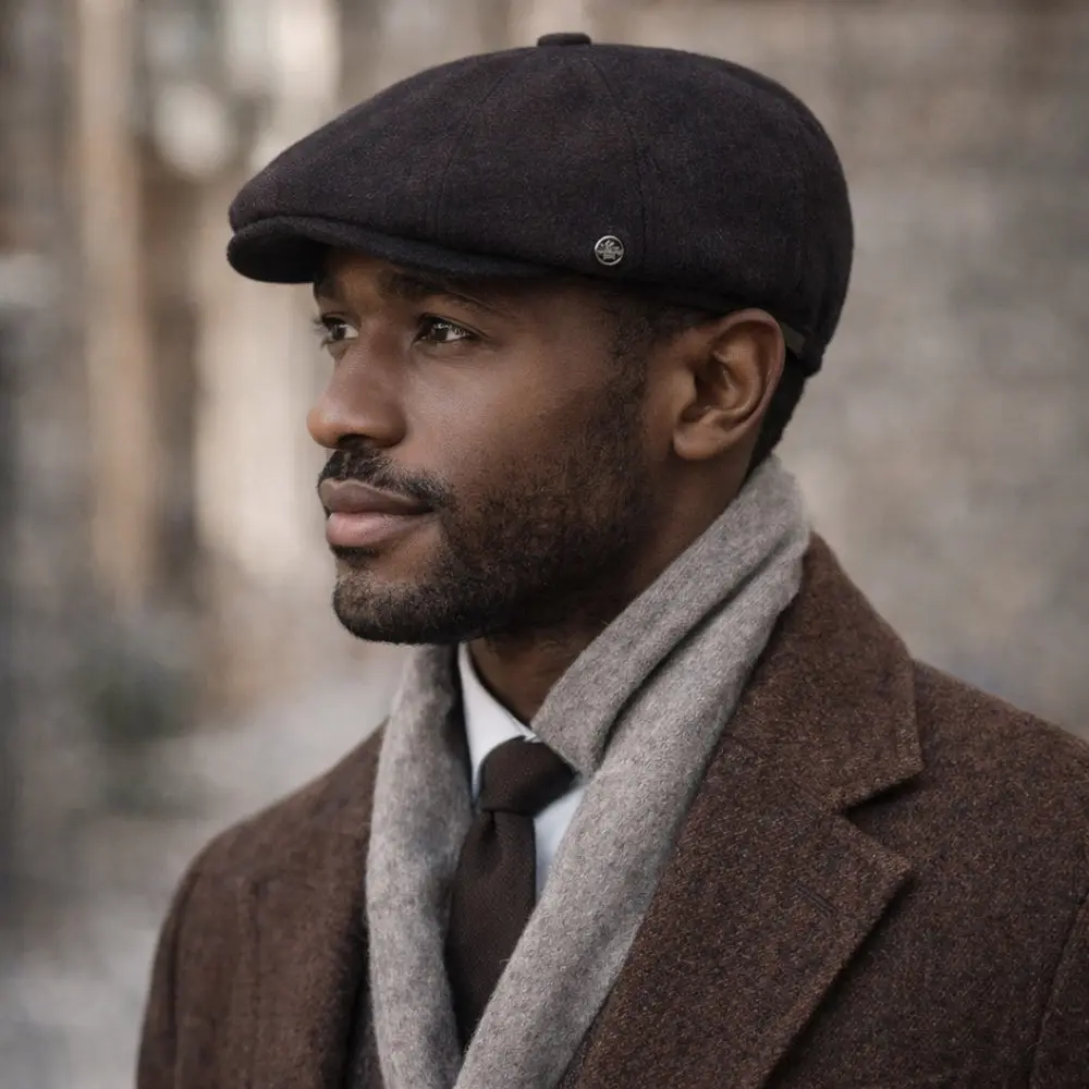 Men’s Brown Flat Cap – Peaky Blinders Style — photograph 2