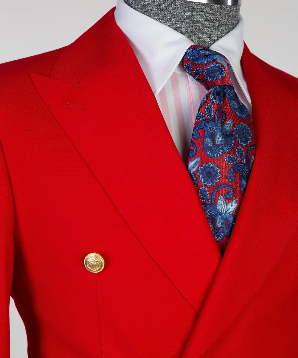 Men's 2 Piece Double Breasted Red Suit — photograph 4