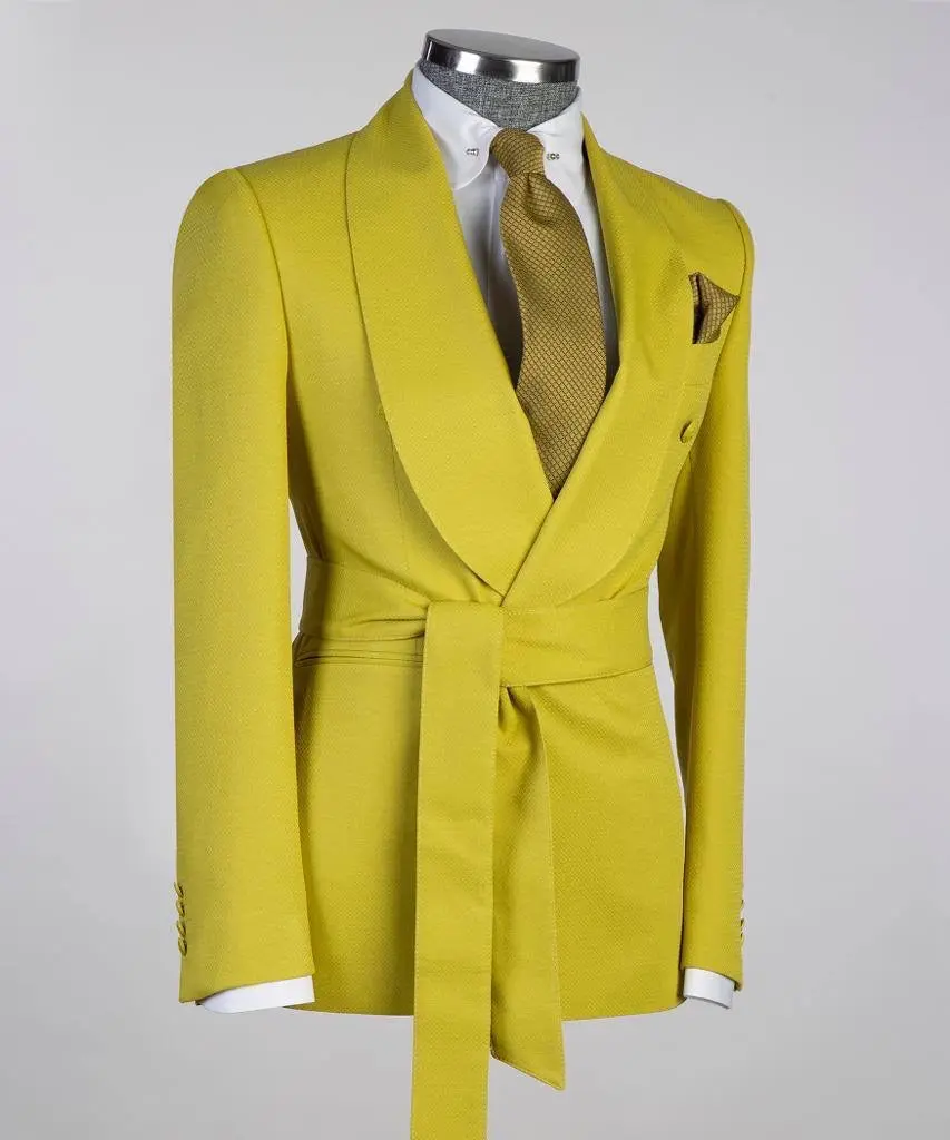 Men's 2 Piece Suit, Green, Belted Design, Costume — photograph 3