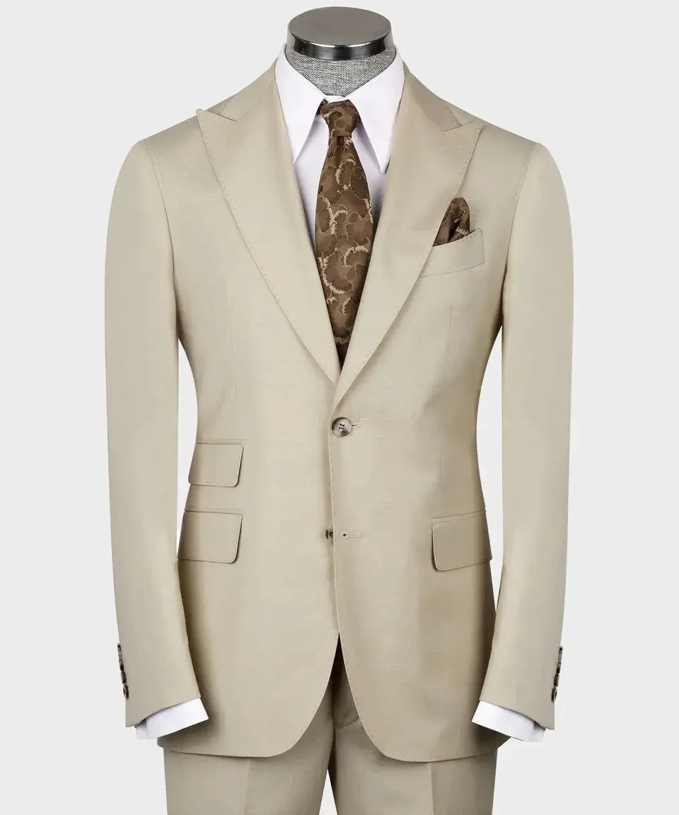 Men's 3 Piece Classic Beige Suit — photograph 2