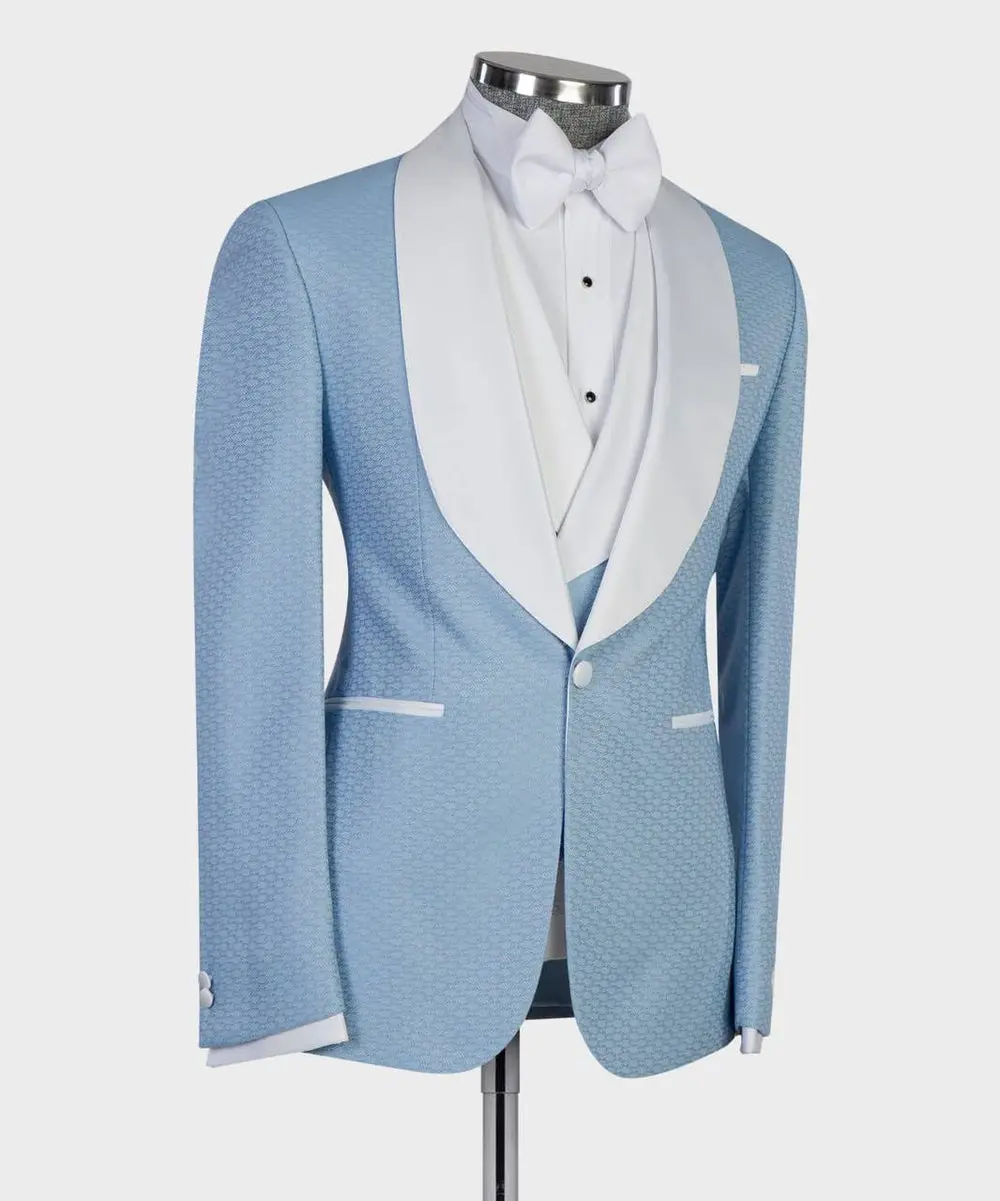 Men's 3 Piece Blue Tuxedo, Suit, Costume — photograph 3
