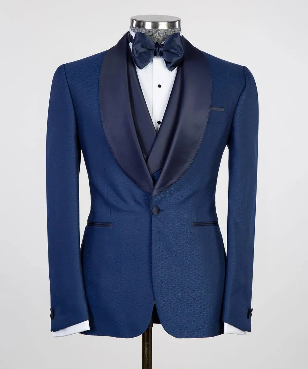 Men's 3 Piece Royal Blue Tuxedo Suit — photograph 3