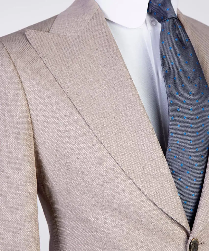 Men's 3 Piece Classic Cream/Beige Suit — photograph 2