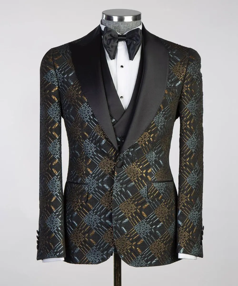 Men's Black Tuxedo-Asymmetrical Satin Lapel — photograph 4