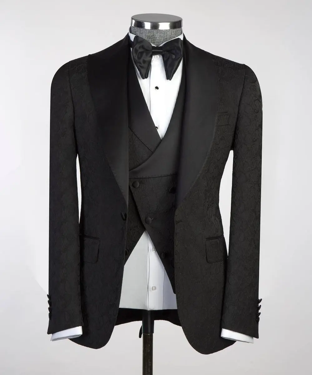 Men's Black Tuxedo-Asymmetrical Satin Lapel — photograph 4