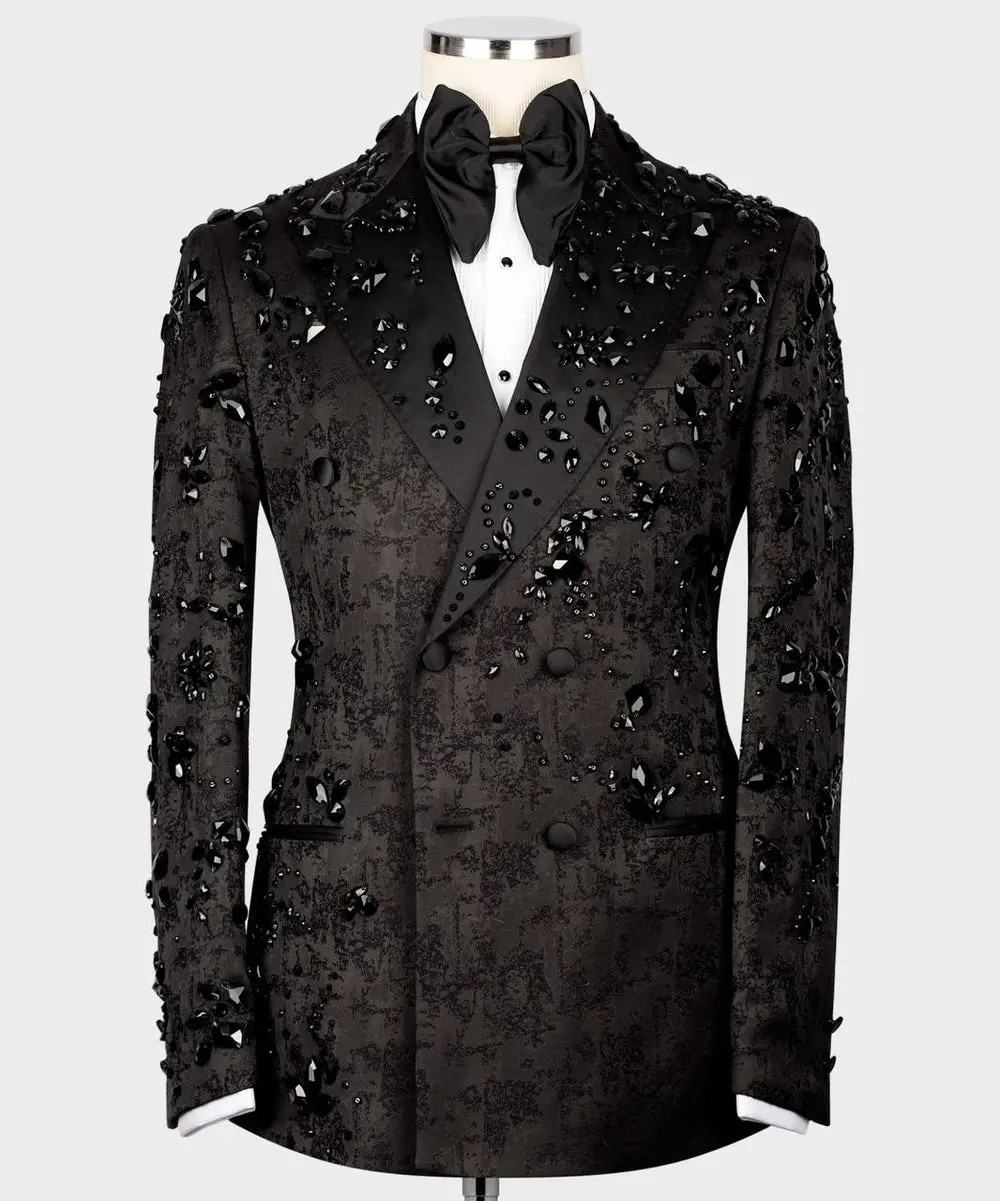 Men's Black Tuxedo, Beaded Design — photograph 1
