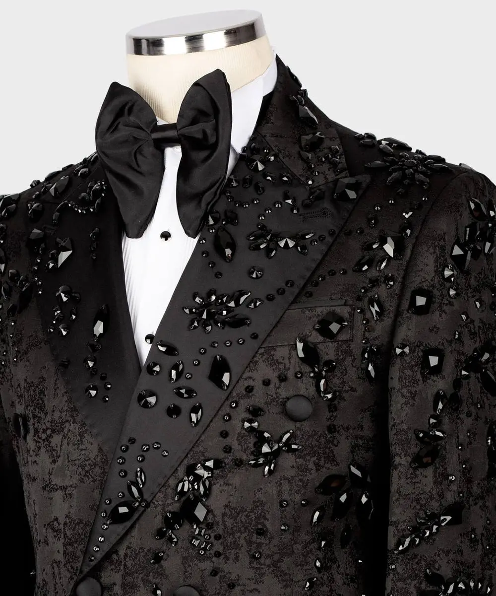 Men's Black Tuxedo, Beaded Design — photograph 2