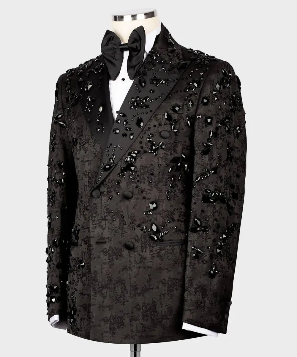 Men's Black Tuxedo, Beaded Design — photograph 3