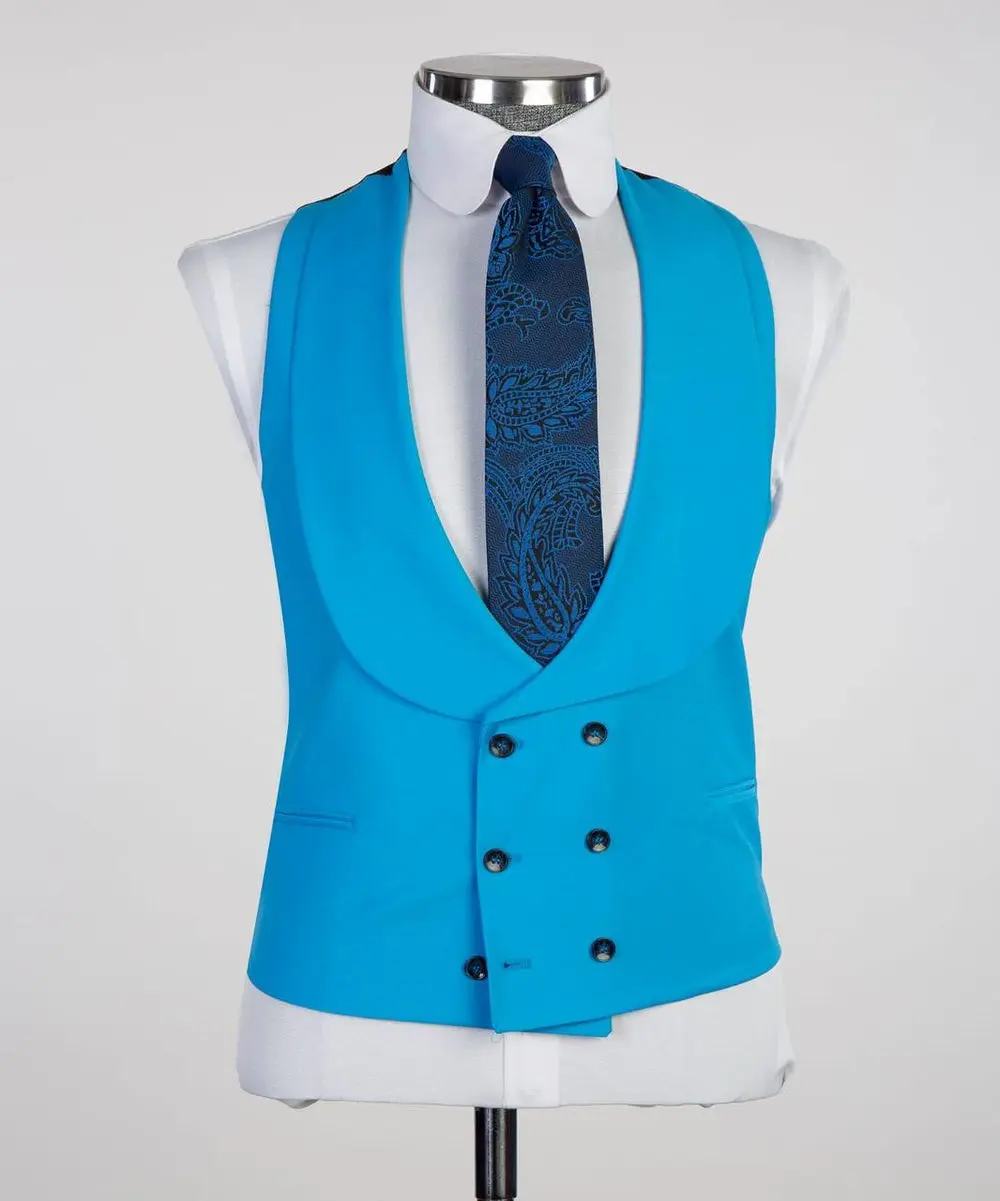 Men's 3 Piece Classic Blue Suit — photograph 3
