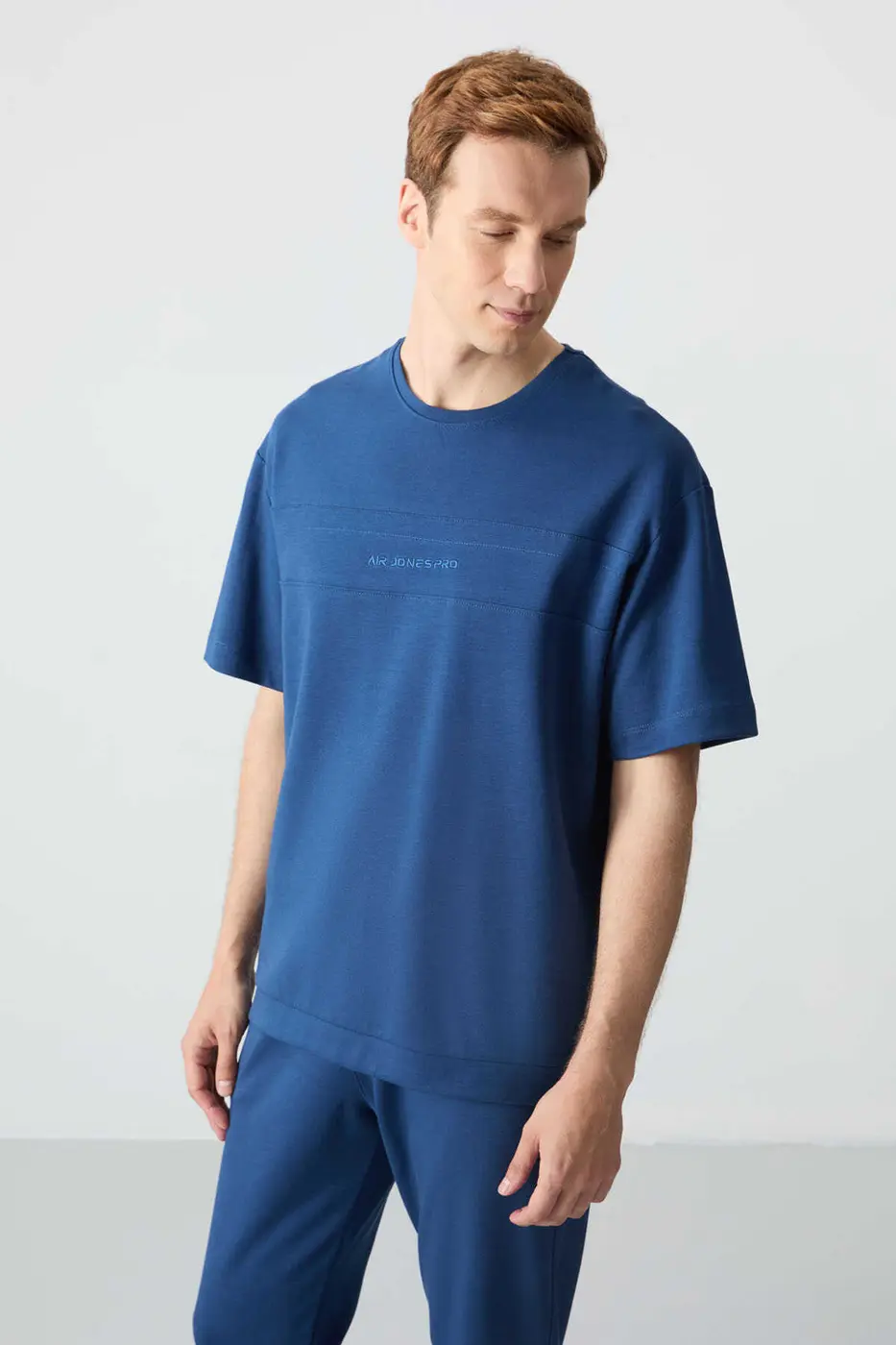 Men's-Blue-Short Sleeve-Tracksuit Set — photograph 2