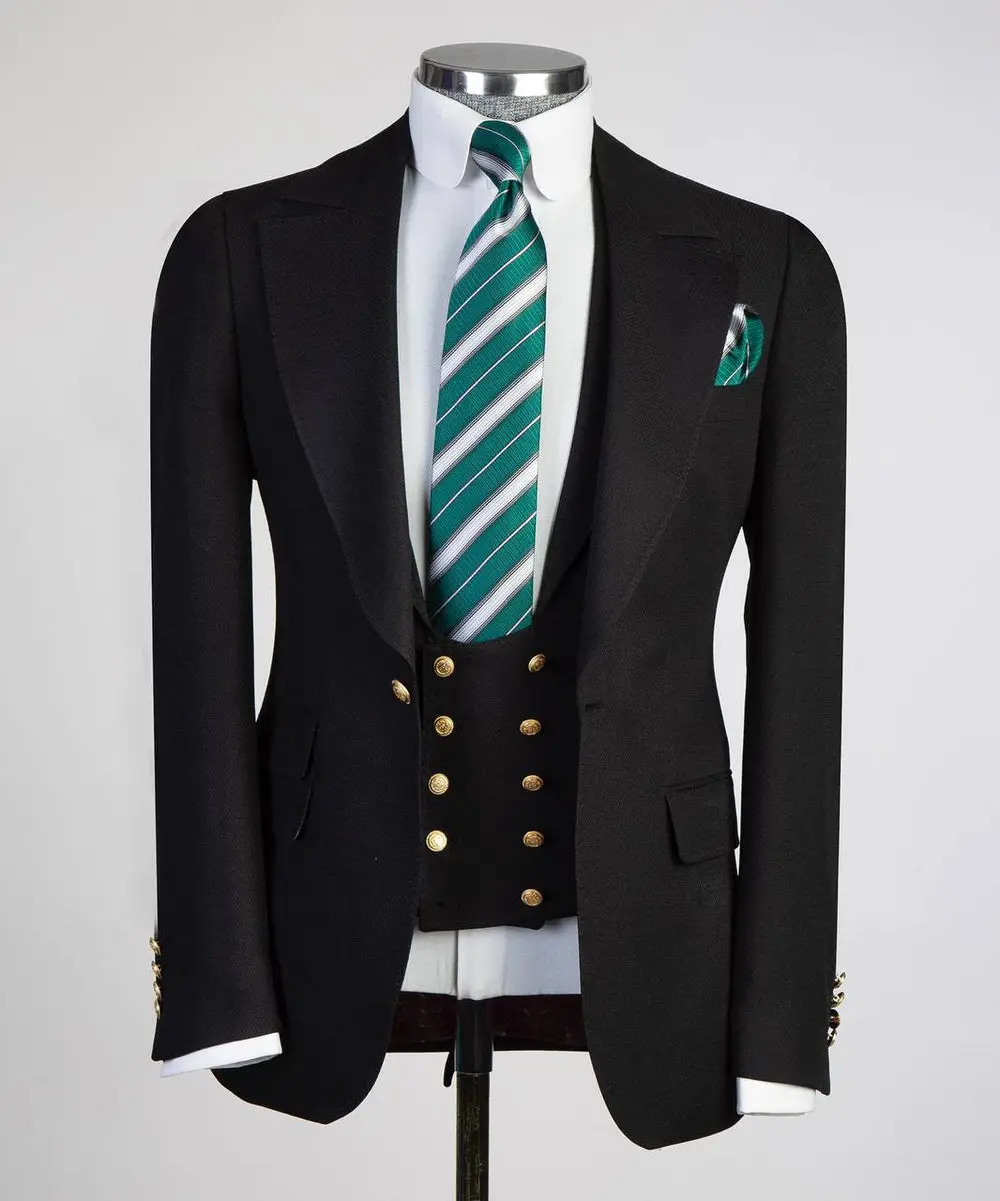 Men's Classic Suit -3 Piece Set -Black — photograph 1