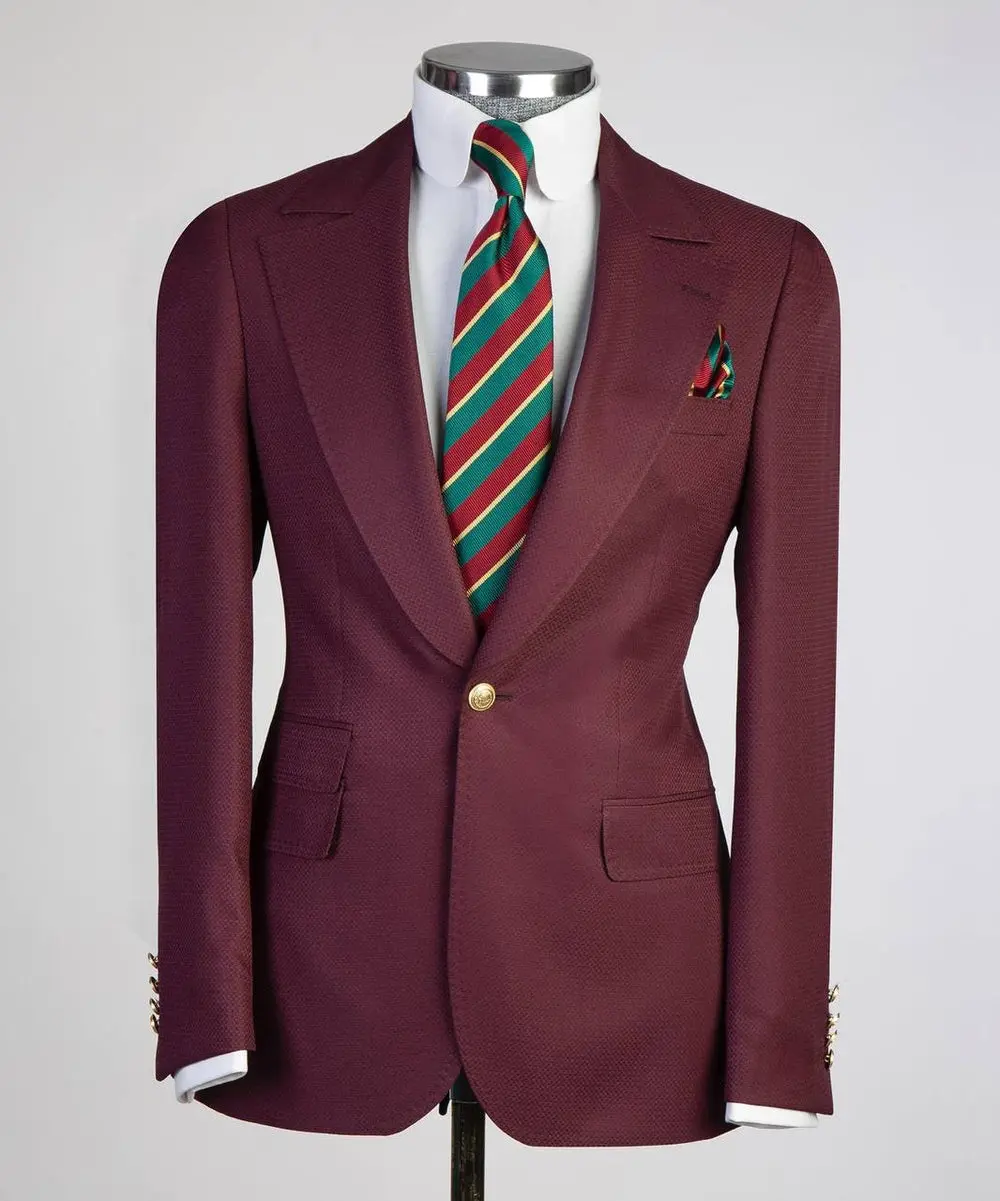 Men's Classic Suit -3 Piece Set -Burgundy — photograph 4