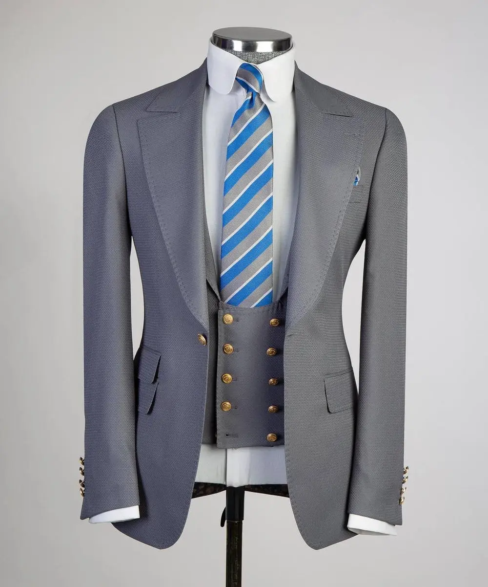 Men's Classic Suit -3 Piece Set -Grey — photograph 1