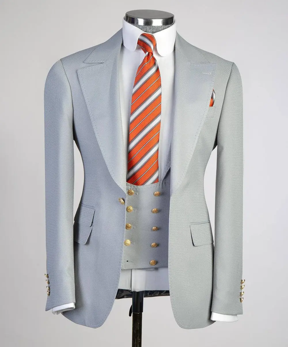 Men's Classic Suit -3 Piece Set -Grey — photograph 1