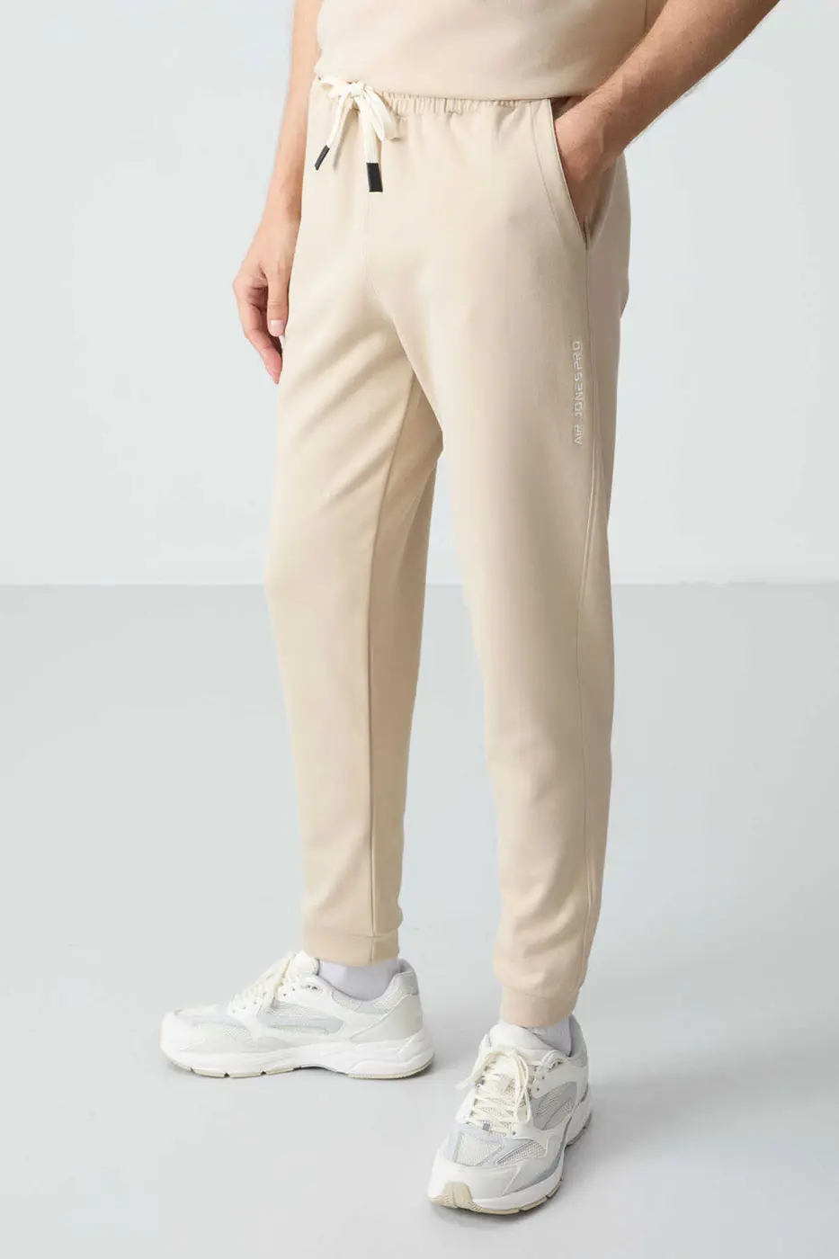 Men's-Cream-Short Sleeve-Tracksuit Set — photograph 3