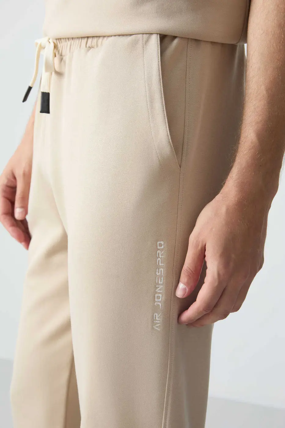 Men's-Cream-Short Sleeve-Tracksuit Set — photograph 7